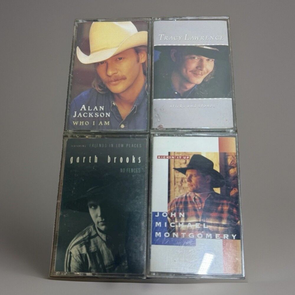 Vintage 90s Country Music Cassette Tape Lot 4 Alan Jackson Garth Brooks Classics